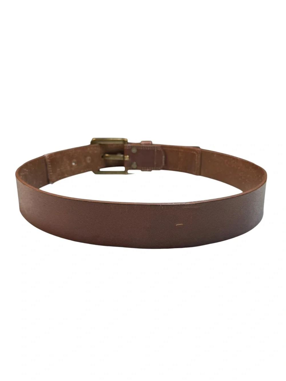J. Crew Wide Brown Leather Rugged Casual Belt Large Brass Buckle Men's Size 32